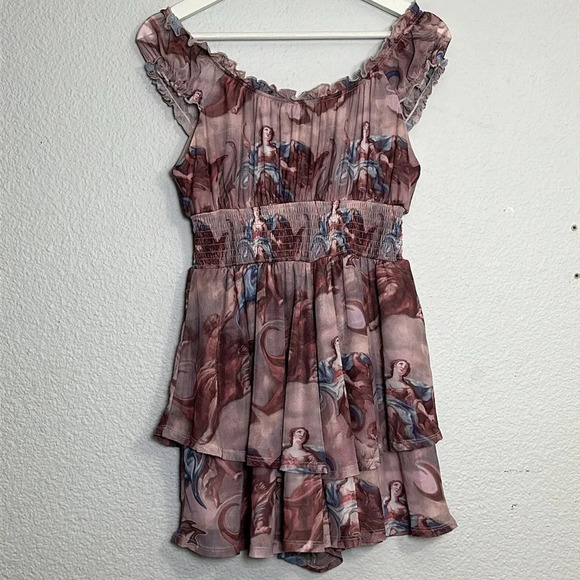 Urban Outfitters Rosie Mesh Romper Renaissance Pink Womens Size Small - Picture 5 of 15